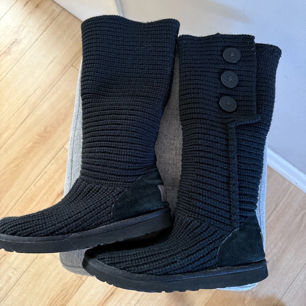 UGG Black Knit Boots with Button Accents - Picture 4 of 8